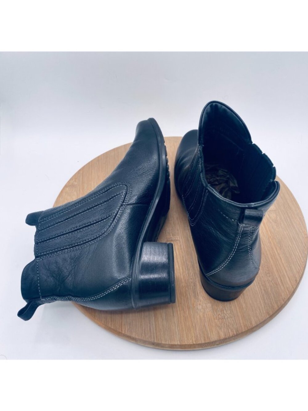 Ecco Womens Shoes 9 Black Leather Pull On Chelsea Boots Ankle Minimalist - Picture 8 of 11